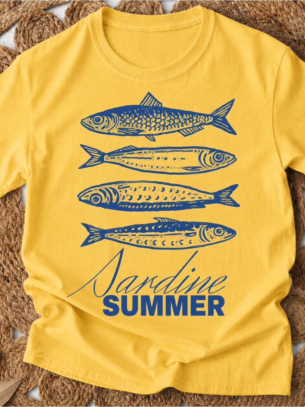 Sardine Summer Shirt, Coastal Minimalist Graphic Swim Tee, Ocean Unisex